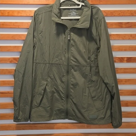 L.L.Bean Men’s Lightweight Jacket Olive Green L Tall Full Zip‎ - Picture 5 of 5